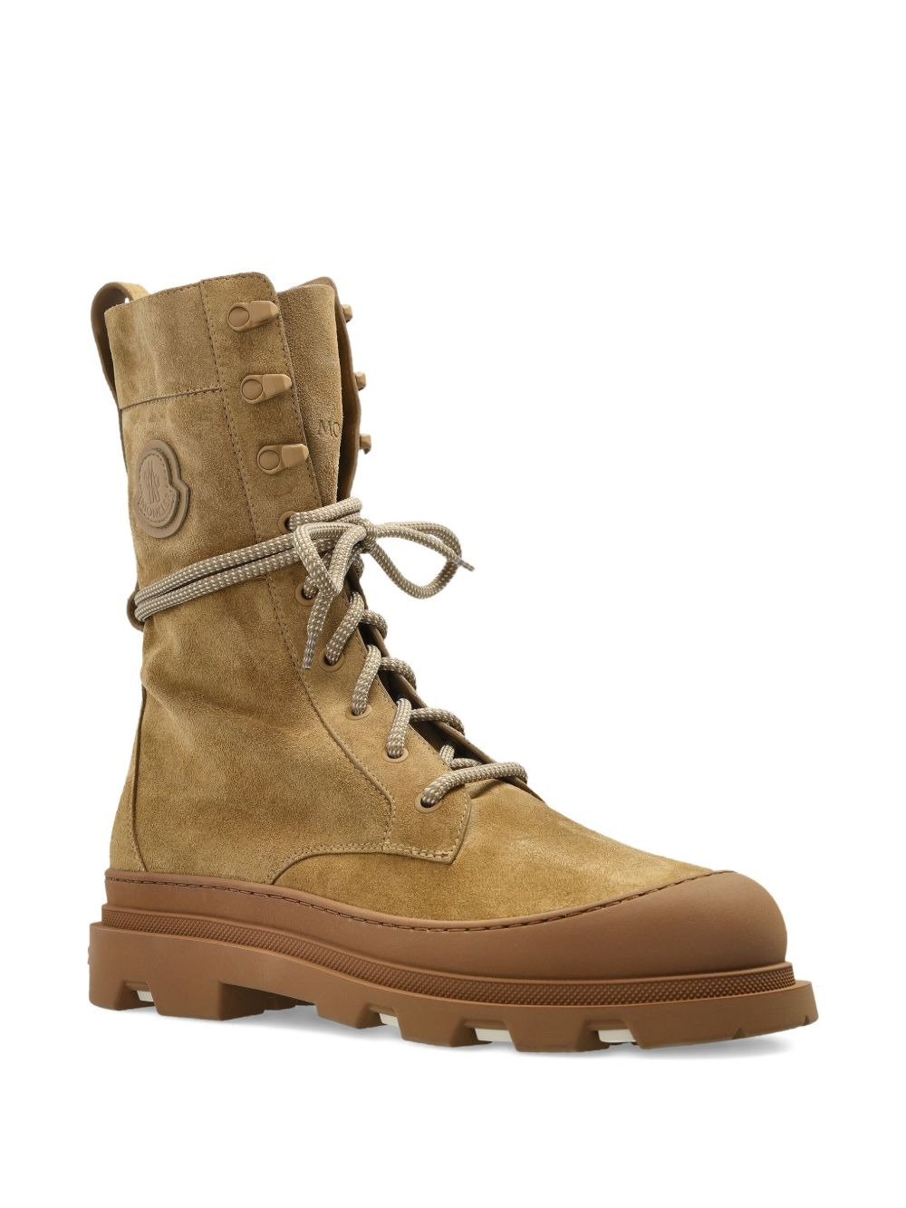 logo-patch suede boots - 2