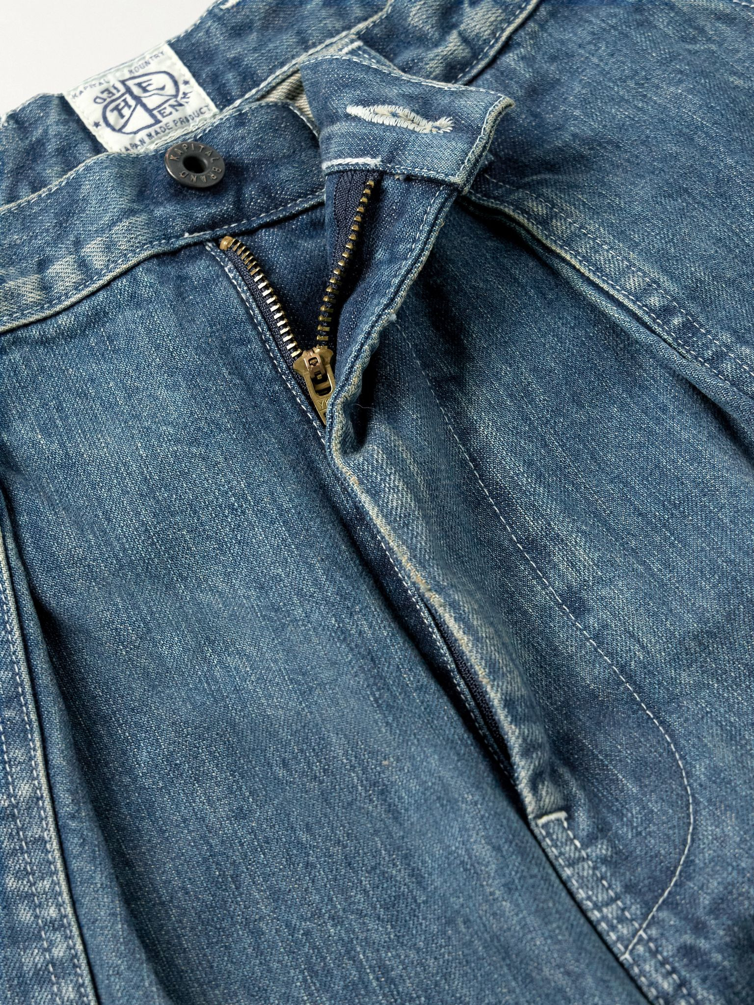 Rushfield Remake Wide-Leg Panelled Distressed Jeans Blue - 6