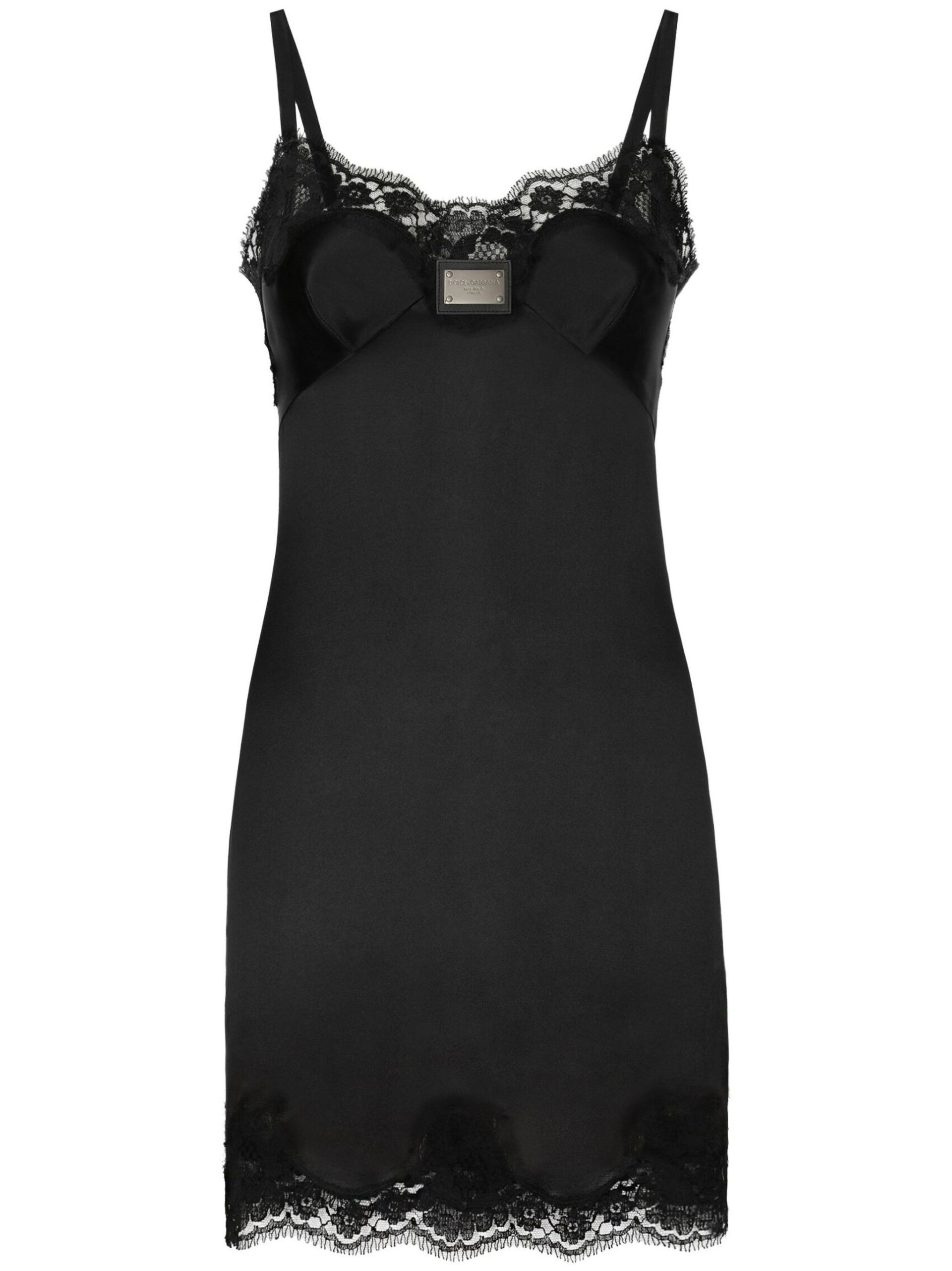 Black Lace-Trim Mini Dress - 1