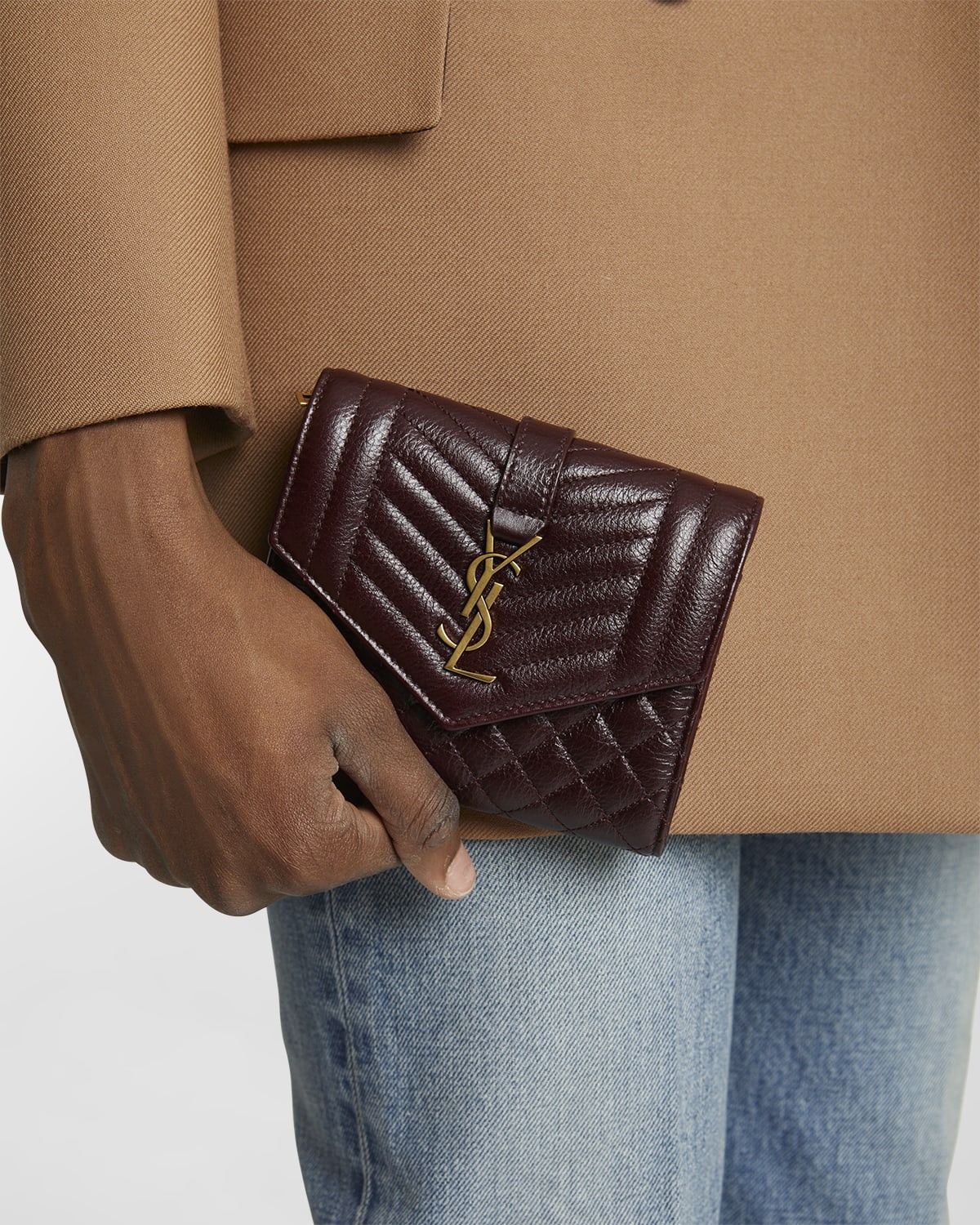 YSL Trifold Compact Wallet in Quilted Leather - 4