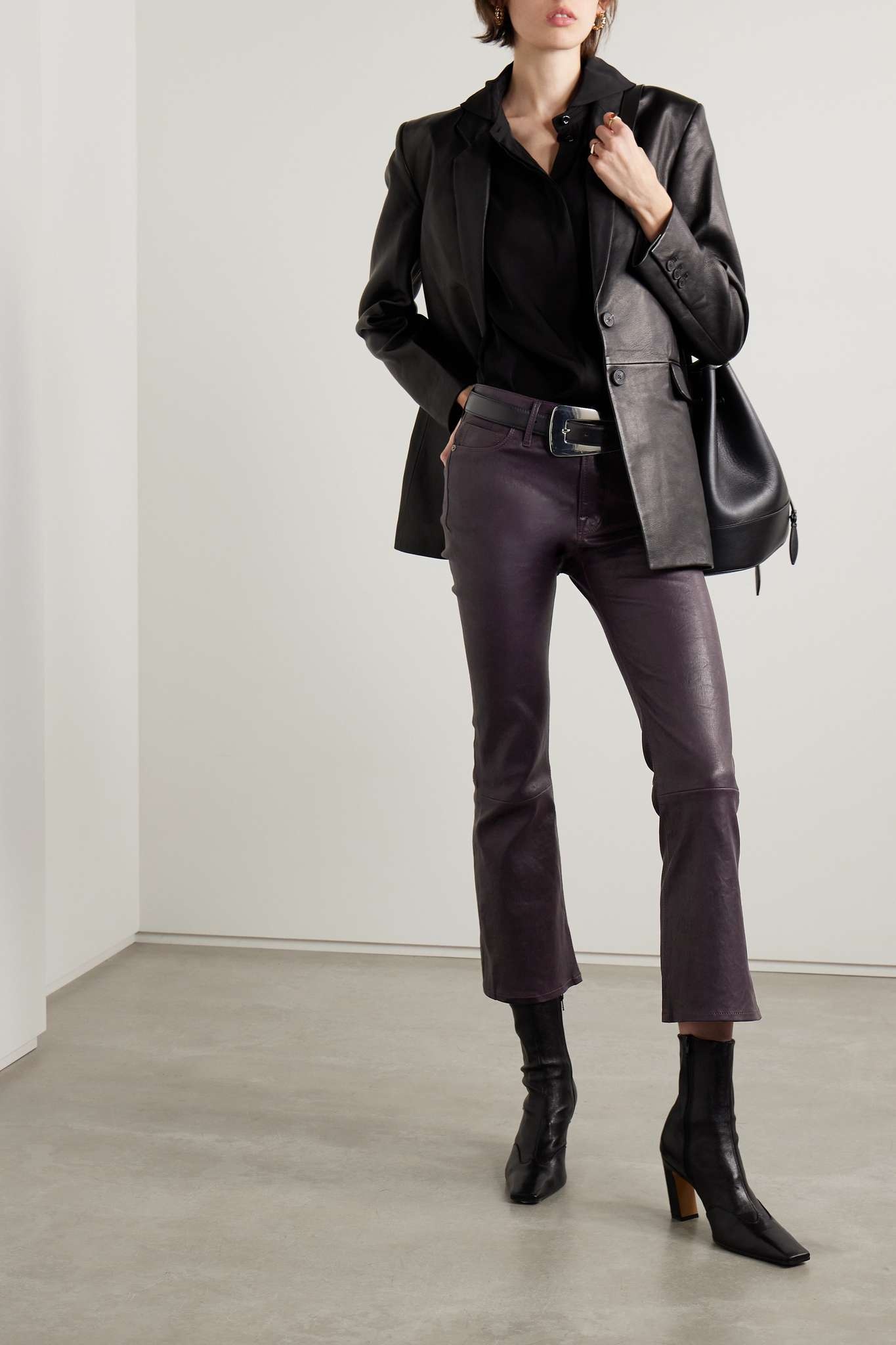 Le Crop Mini leather bootcut pants - 2