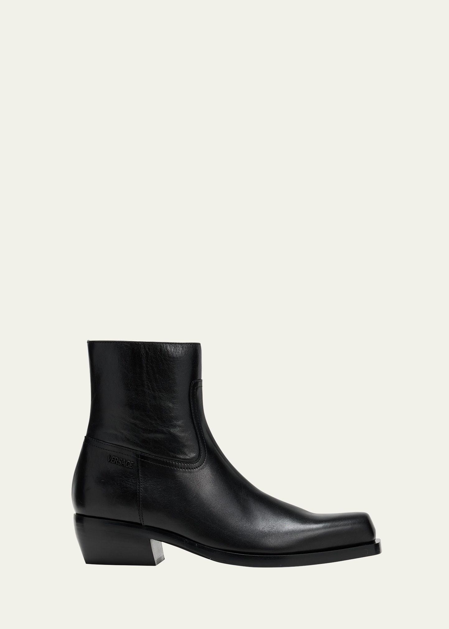 Men's Square-Toe Leather Ankle Boots - 1