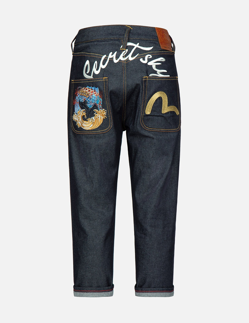 EVISU DRAGON-KOI AND SEAGULL EMBROIDERY CROPPED-FIT JEANS #2027 outlook