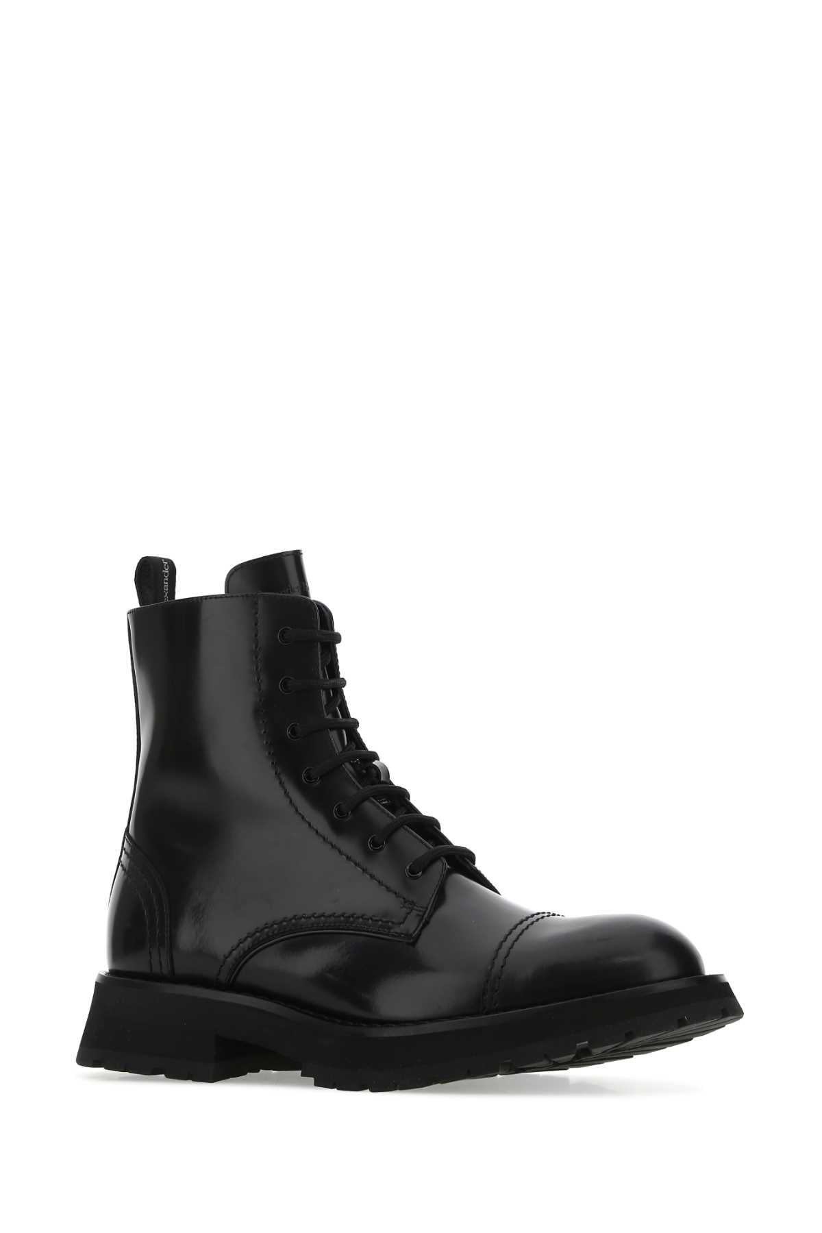 Alexander Mcqueen Men Black Leather Ankle Boots - 2