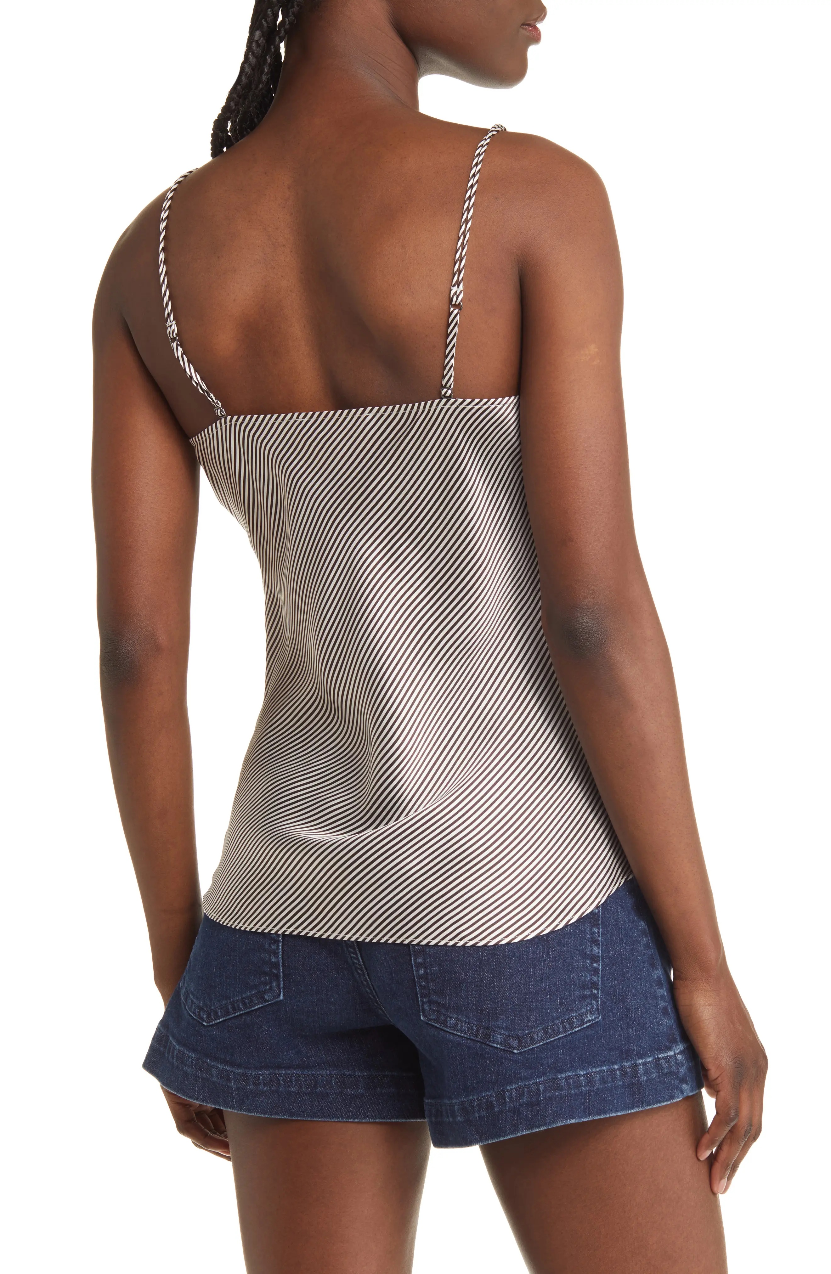 Stripe V-Neck Silk Camisole - 2