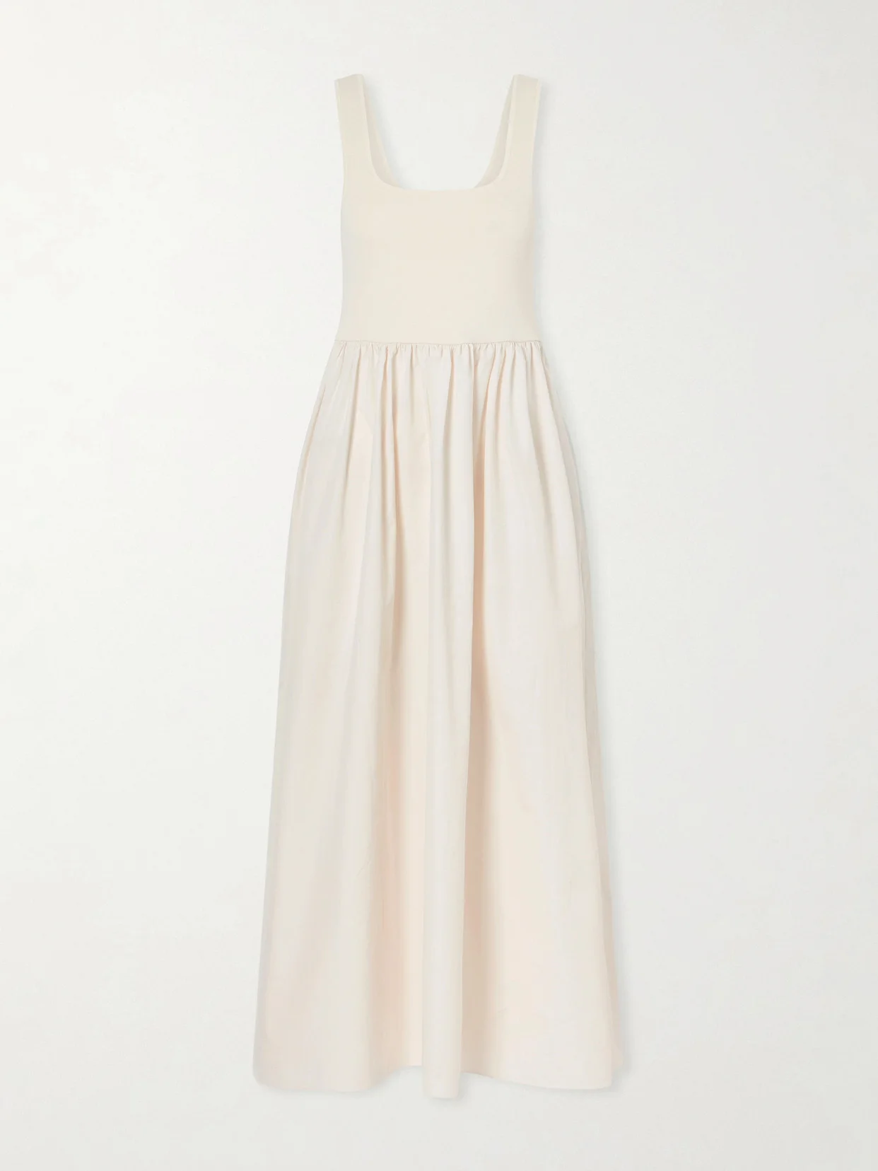 Cotton-poplin And Stretch-knit Maxi Dress - 1