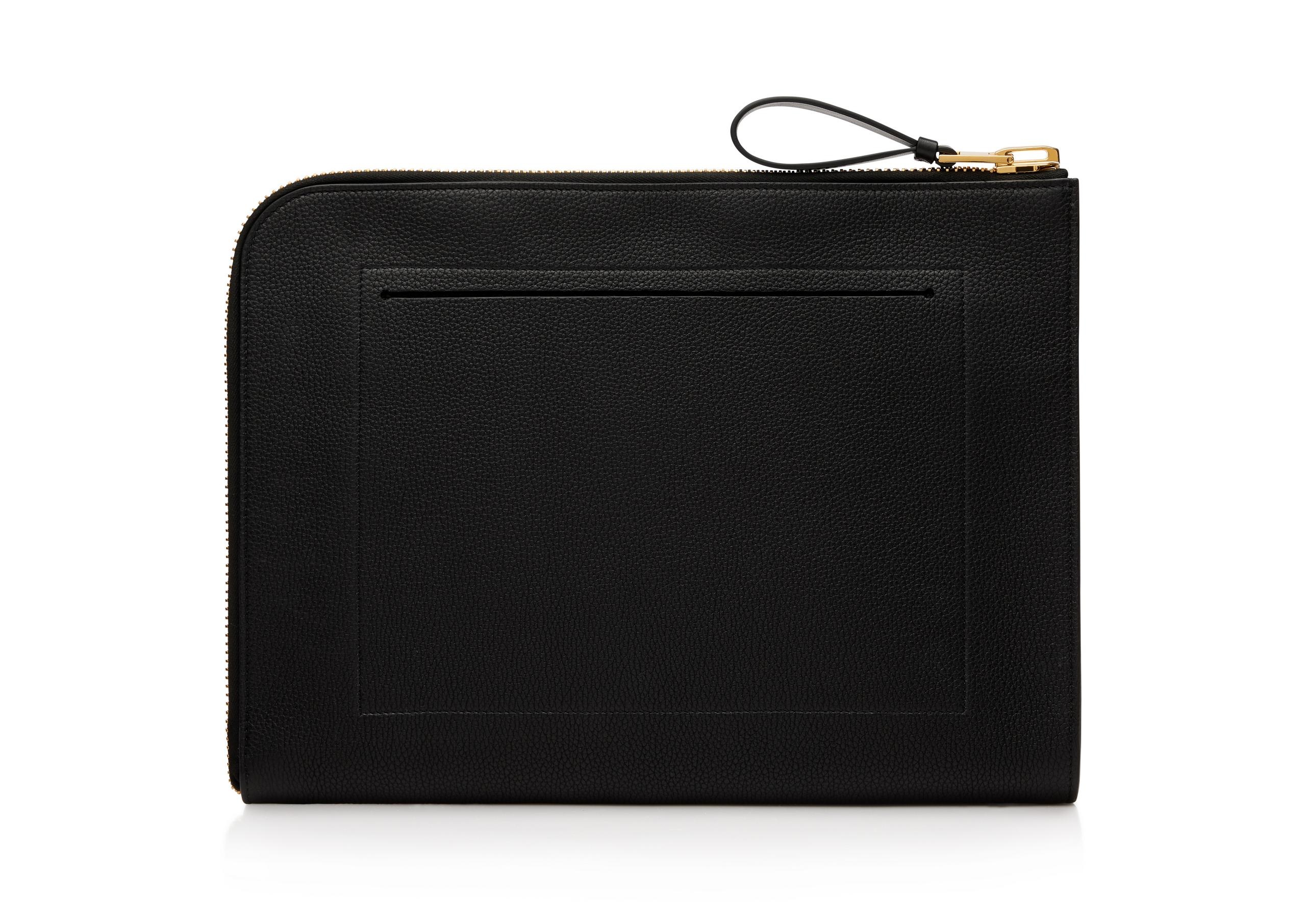 GRAIN LEATHER DOUBLE ZIP PORTFOLIO - 3