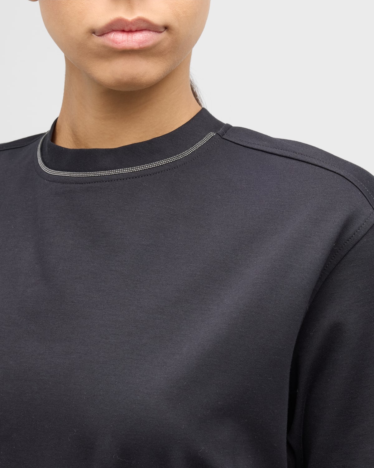 Monili-Trim Corset Techno Couture Jersey Midi T-Shirt Dress - 5