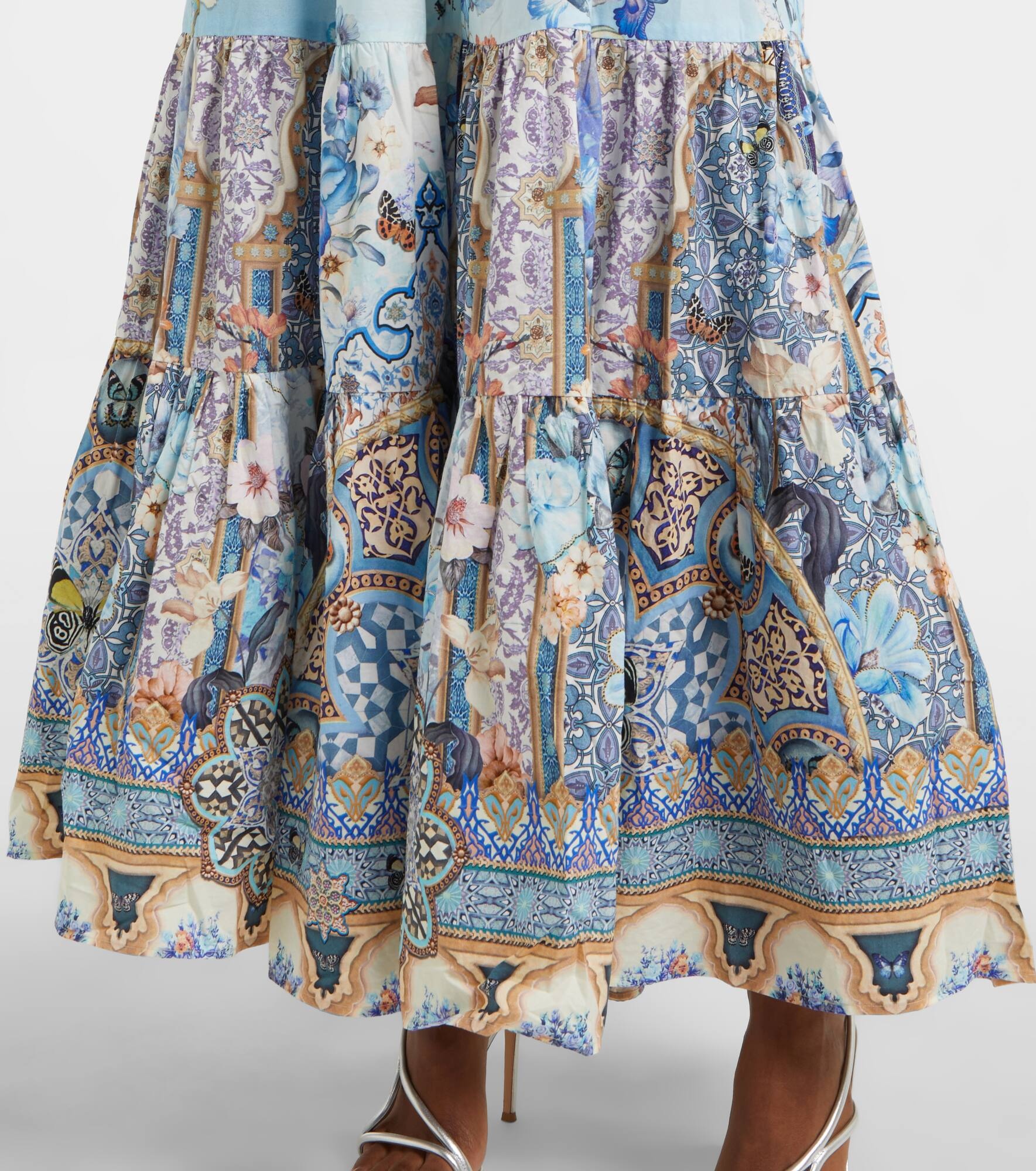 Shirred floral cotton maxi dress - 5