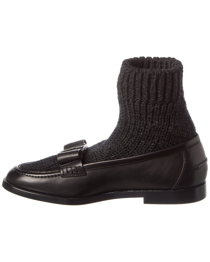 FERRAGAMO Ferragamo Vivaldo Knit & Leather Loafer outlook