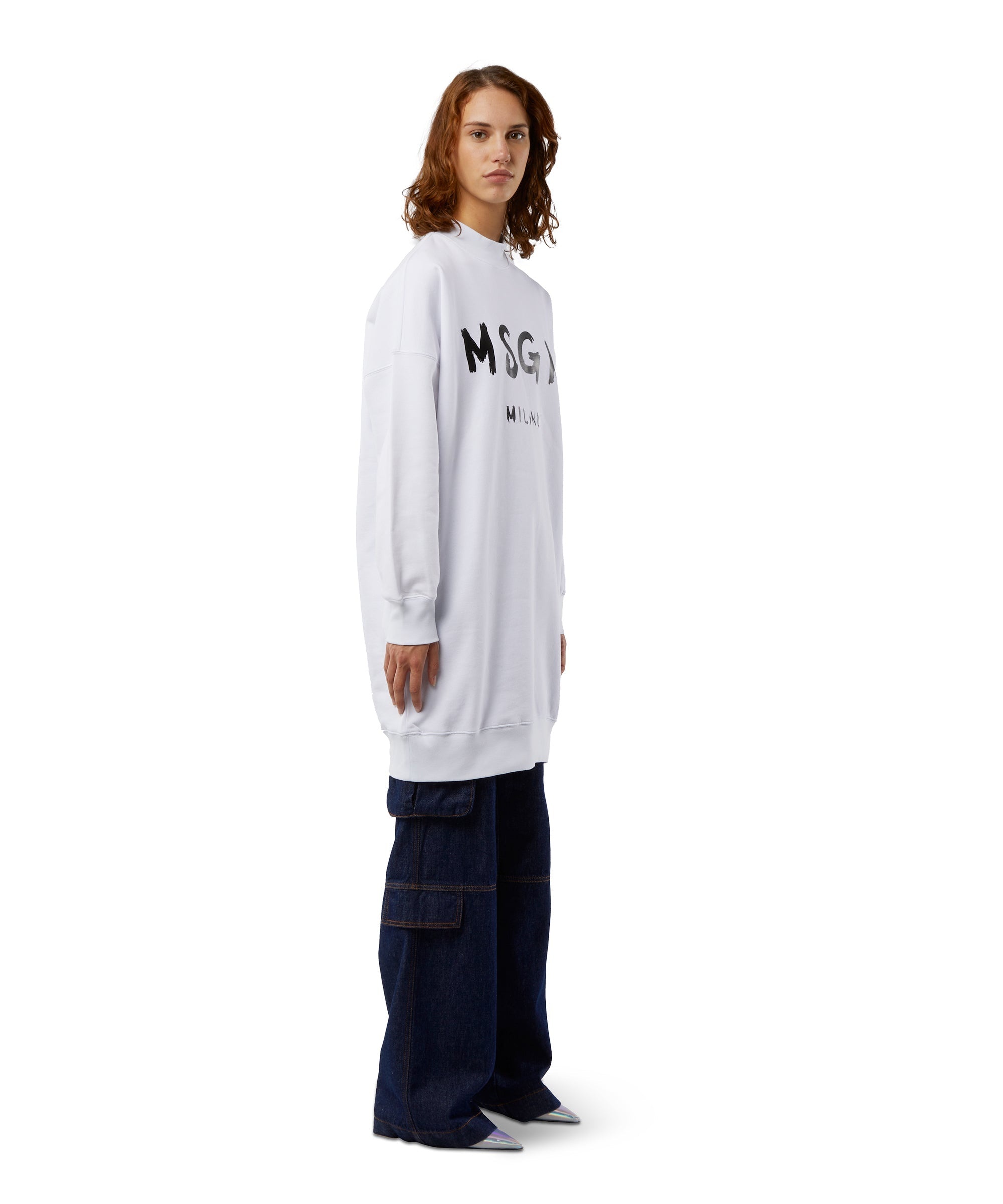 Cotton dress with brushed logo - 4