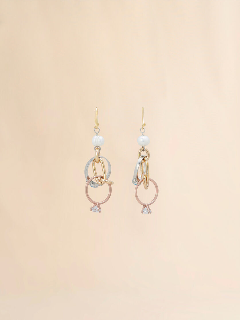 DROP EARRINGS WITH CHAINS AND RINGS - 2
