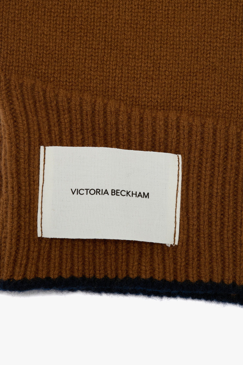 Knitted Hood In Camel-Navy 5