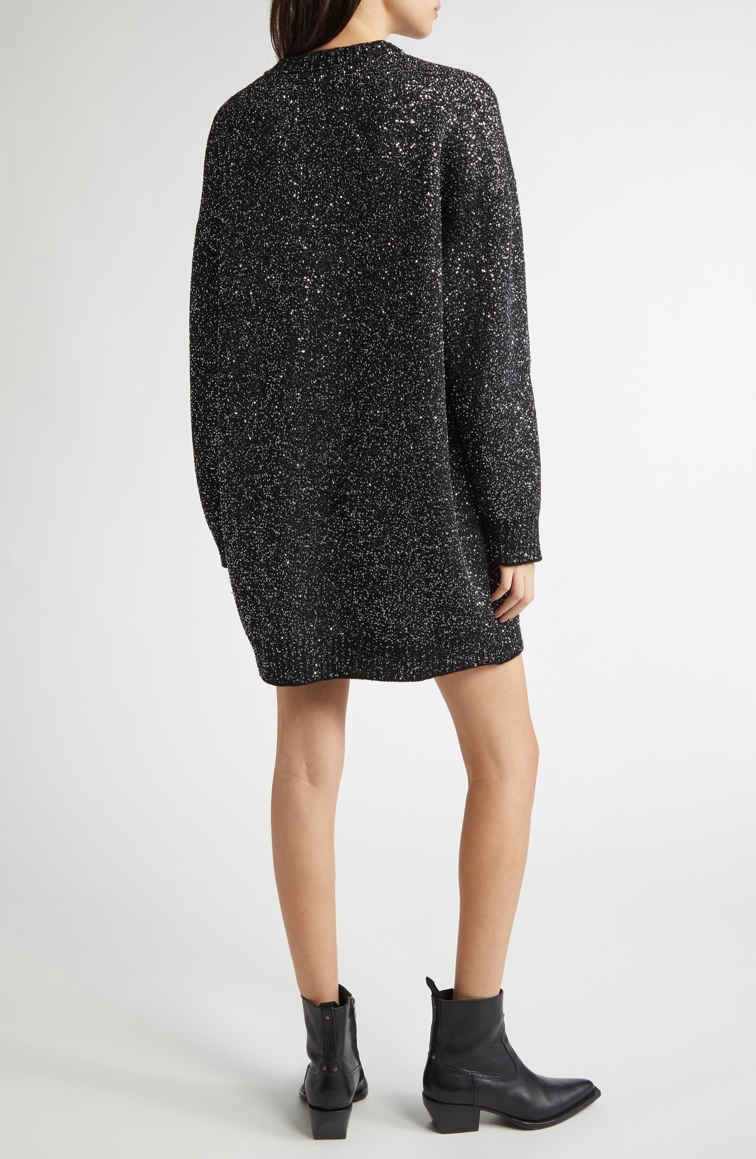 Golden Goose Sequin Wool Blend Oversize Sweater Dress in Black at Nordstrom - 2
