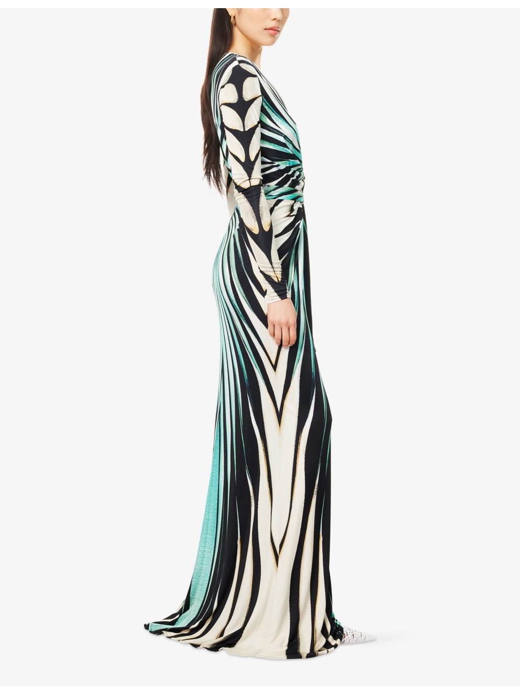 Plunge Ruched Stretch-Woven Maxi Dress - 3