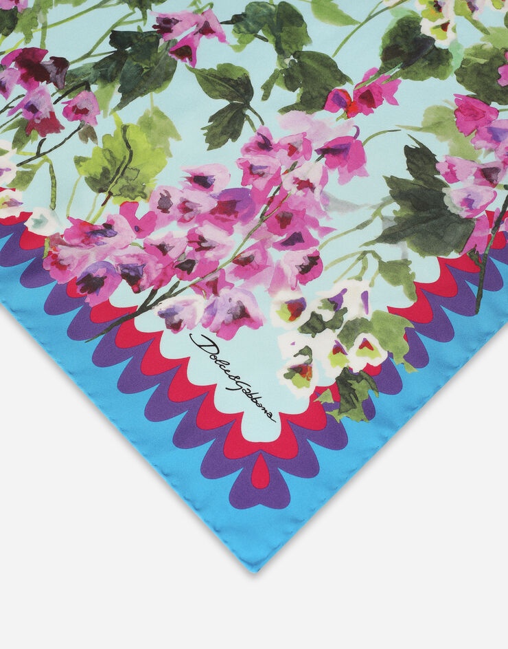 Bluebell-print twill scarf (70 x 70) - 2