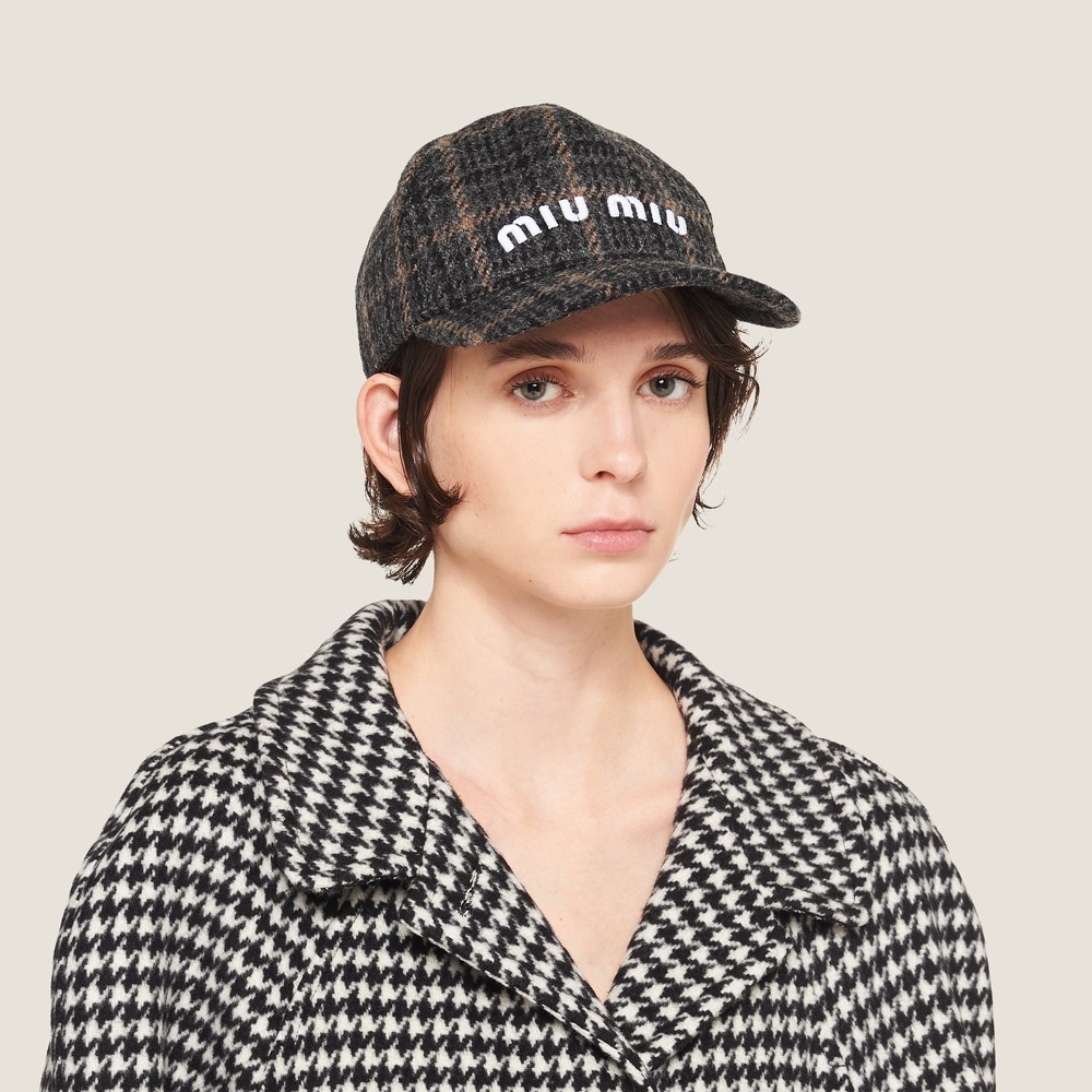 Plaid Shetland wool baseball cap - 2