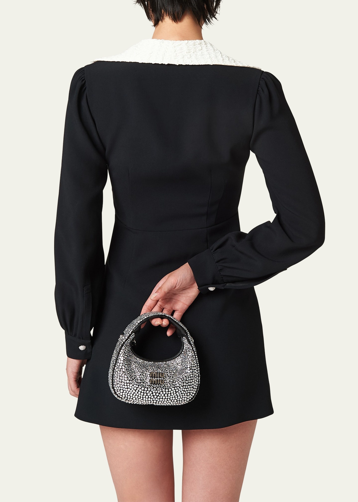 Sable Embossed Collar Flared Mini Dress - 2