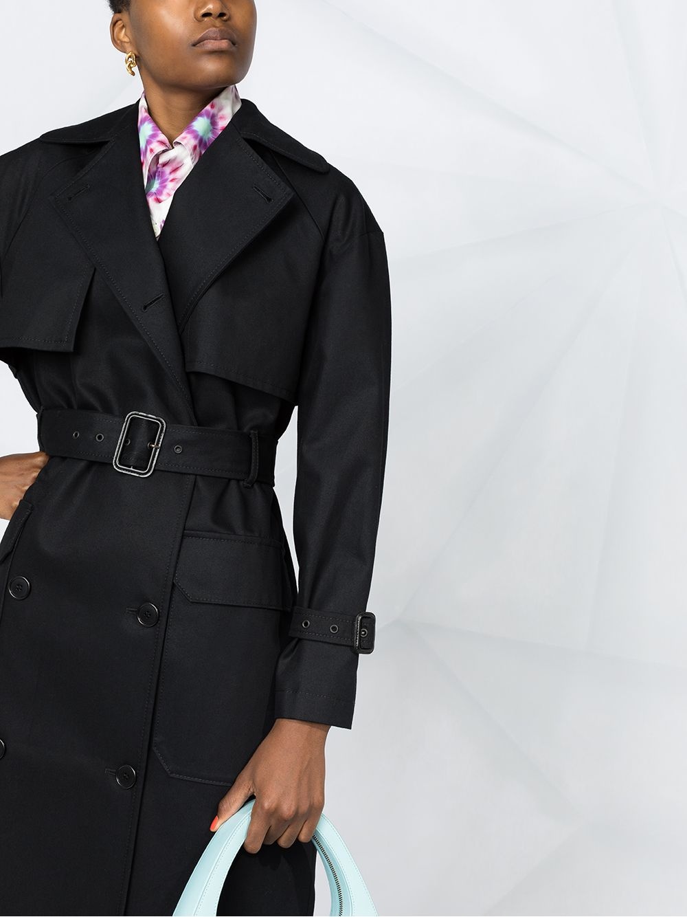 double-breasted belted trench coat - 3