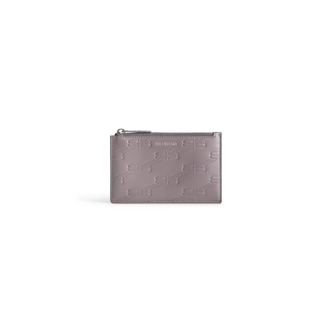 Men's Embossed Monogram Long Coin And Card Holder In Box in Dark Grey - 1