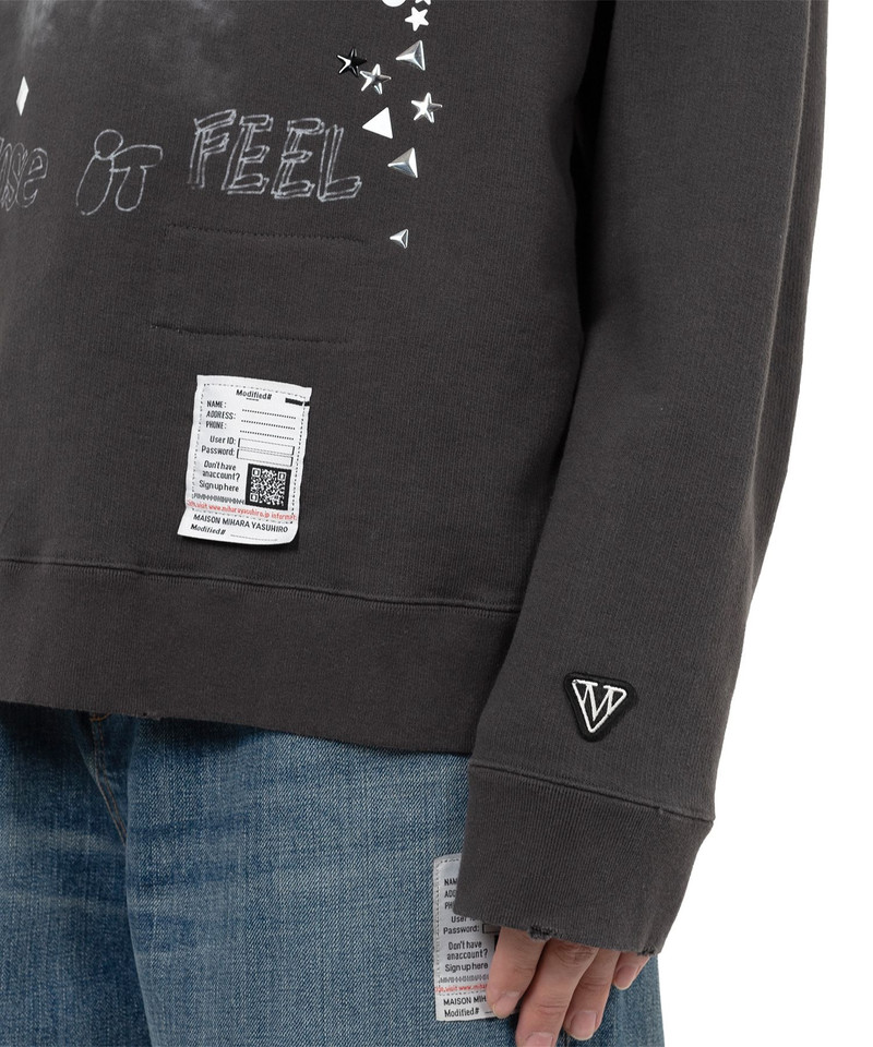 Cat Printed Embellished Distressed Sweatshirt 14