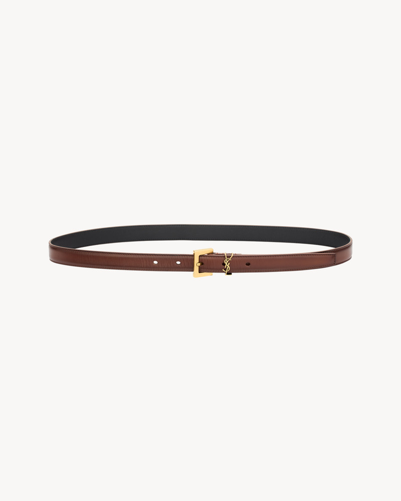 SAINT LAURENT CASSANDRE THIN BELT IN AGED LEATHER outlook