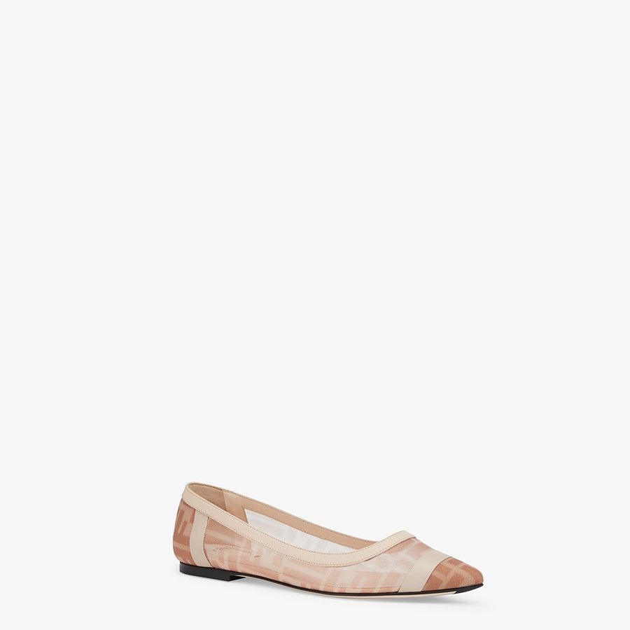 Nude leather and pink mesh ballerinas - 2