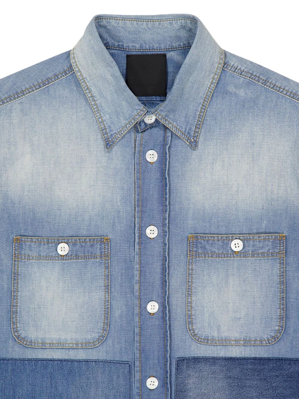 patchwork denim shirt - 3