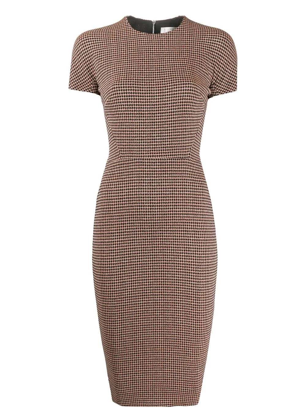 houndstooth fitted midi dress - 1