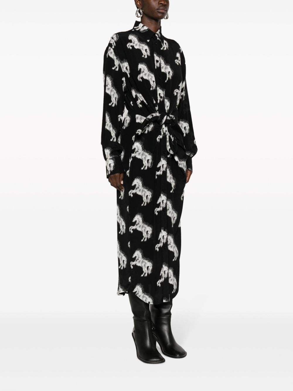 Pixel Horse-print silk midi dress - 3