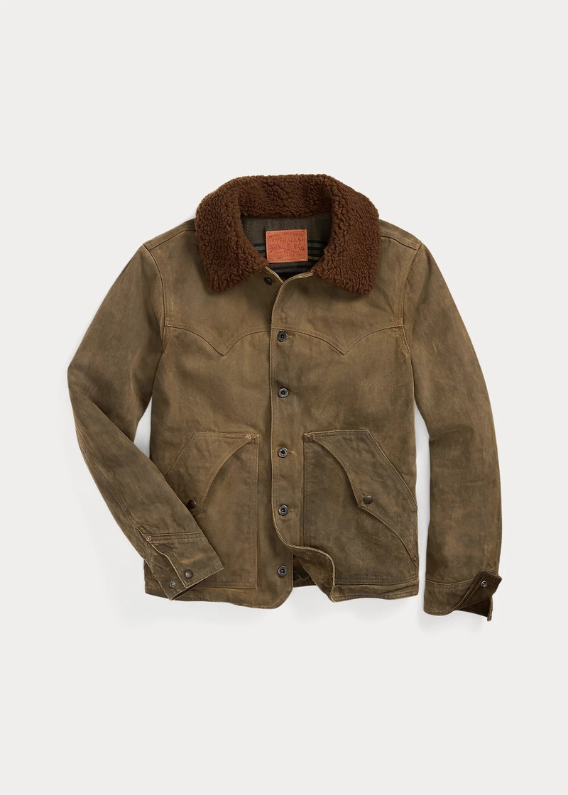 Fleece-Collar Brown Denim Jacket 1