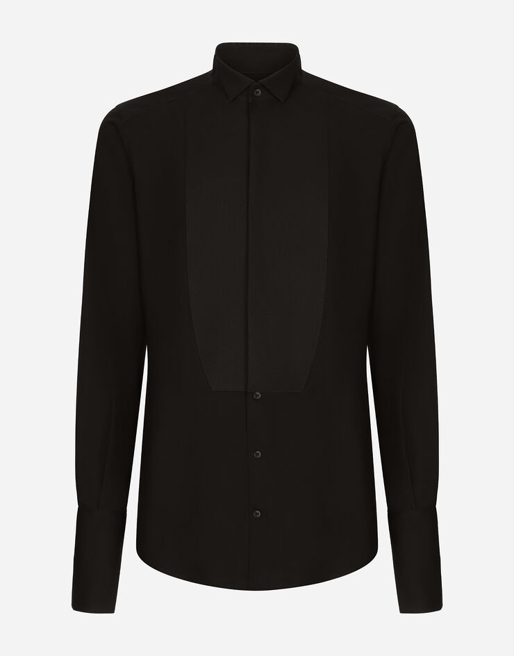 Cotton poplin Gold-fit tuxedo shirt - 1