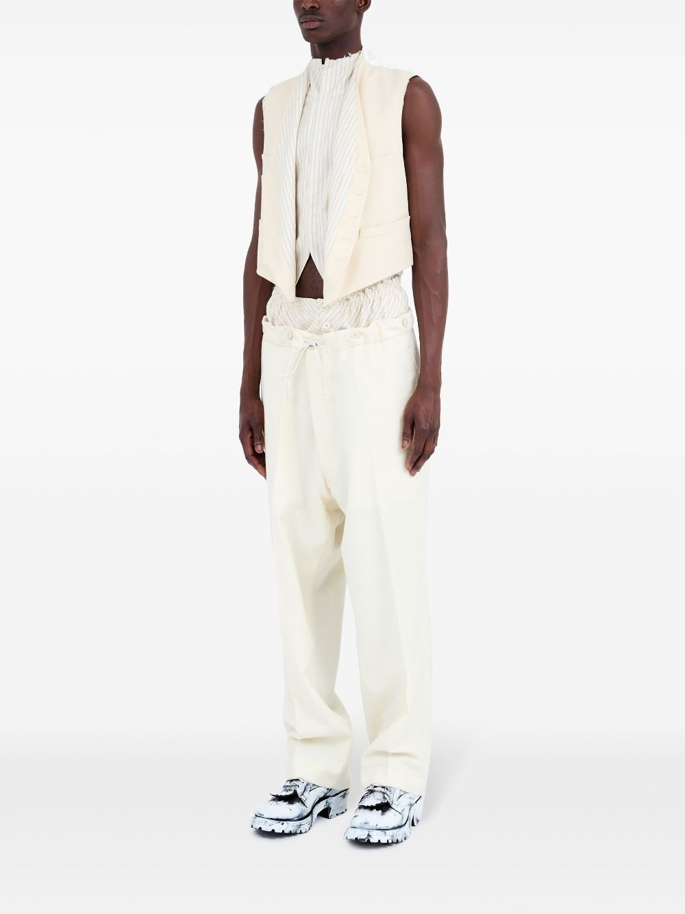 striped-panel waistcoat - 6