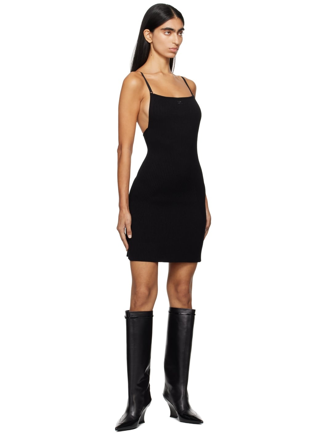 Black Ribbed Minidress - 4