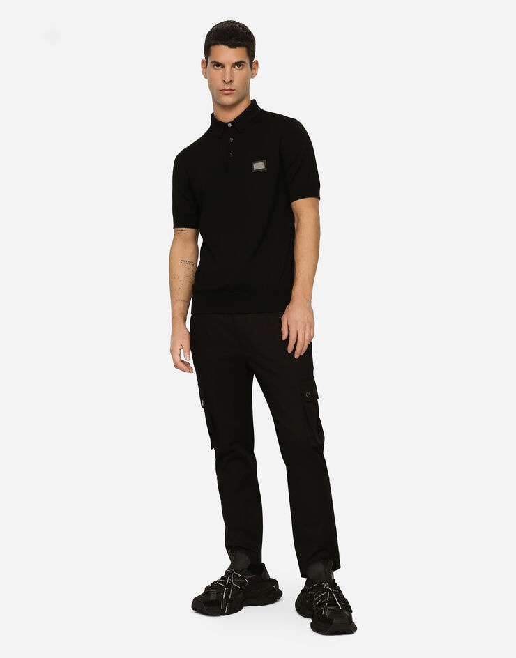 Wool polo-shirt with branded tag - 4