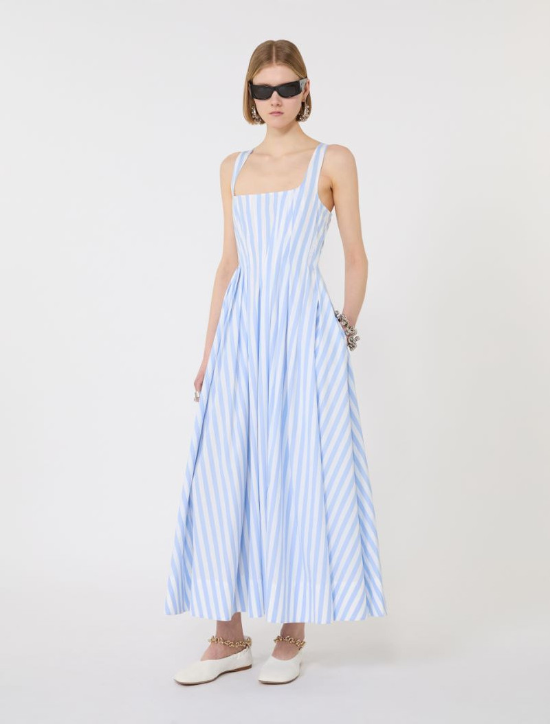 Sportmax Long cotton poplin dress - light blue outlook