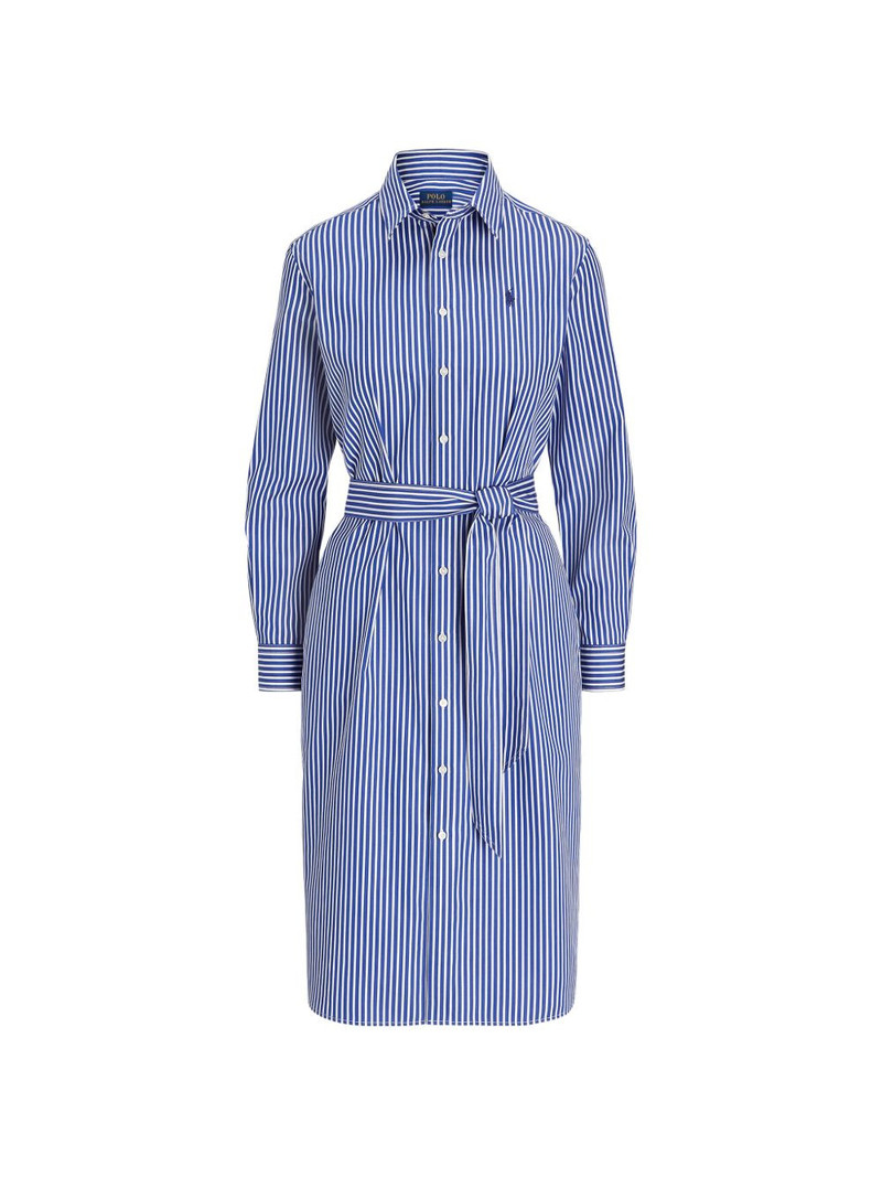 striped-pattern belted midi dress 1