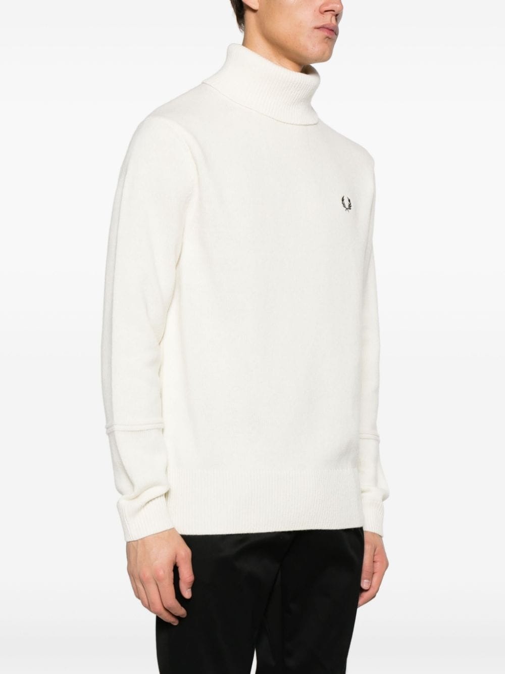logo-embroidered roll-neck wool jumper - 3