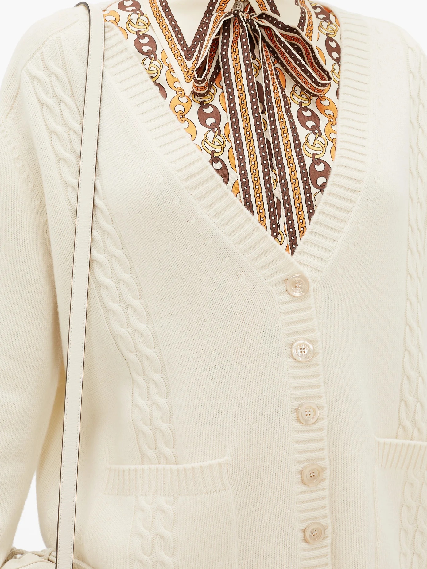 GG-embroidered cabled-wool cardigan - 3