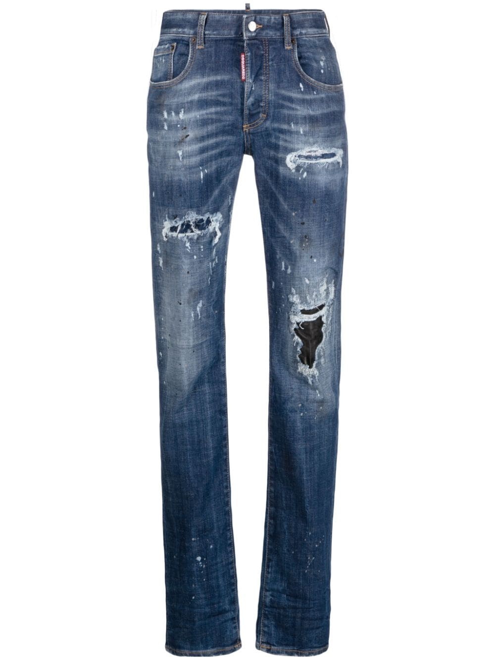 mid-rise distressed jeans - 1