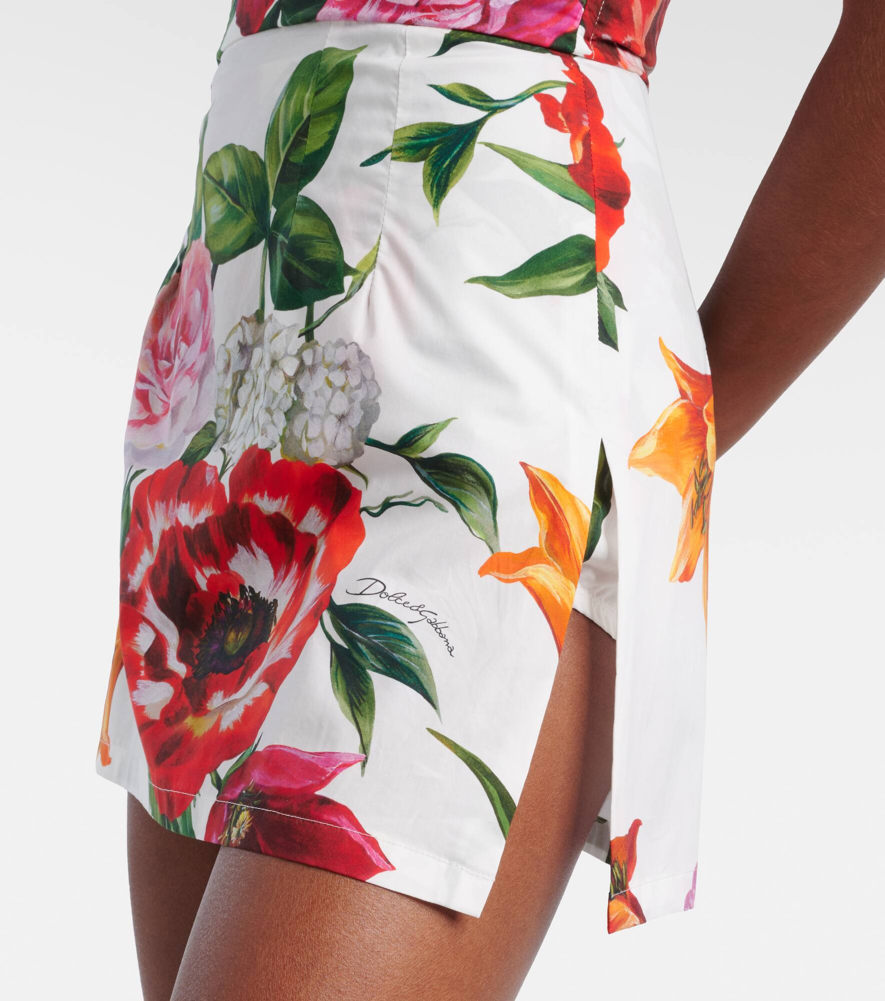 Floral cotton poplin bustier dress - 5
