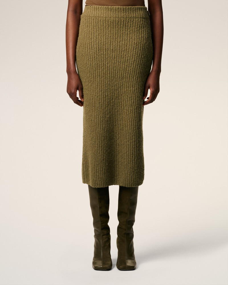 GREEN WOOL STRAIGHT SKIRT 3