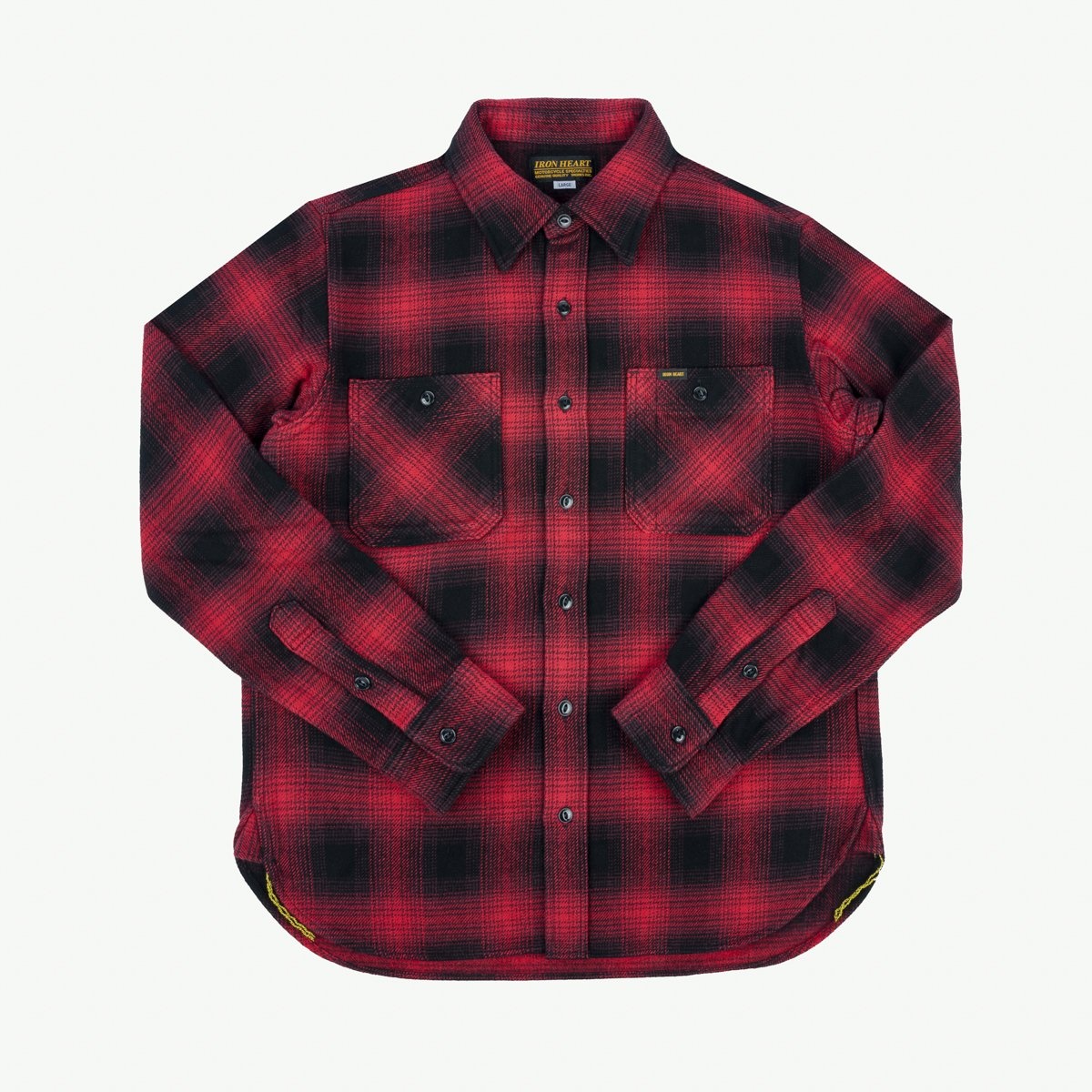 IHSH-265-RED Ultra Heavy Flannel Ombré Check Work Shirt - Red/Black - 1