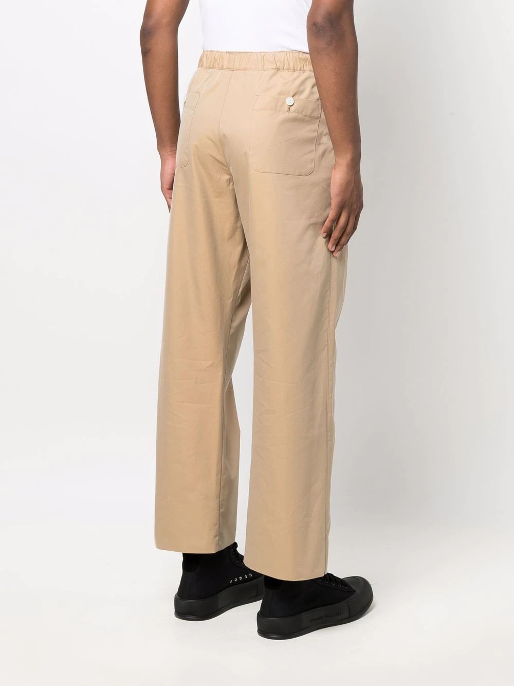 elasticated waistband straight trousers - 4