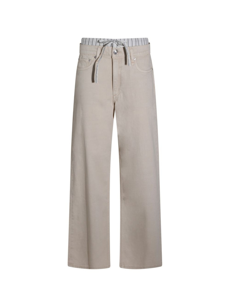 striped-waist drawstring jeans 1