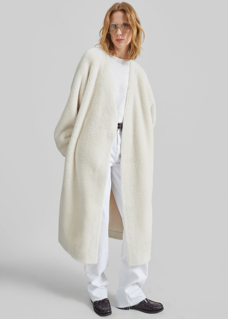 Livigno Faux Shearling Coat - Ivory 7