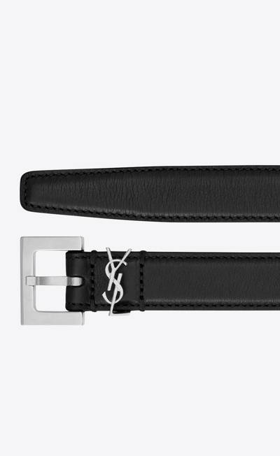 SAINT LAURENT narrow monogram belt with square buckle in smooth leather outlook