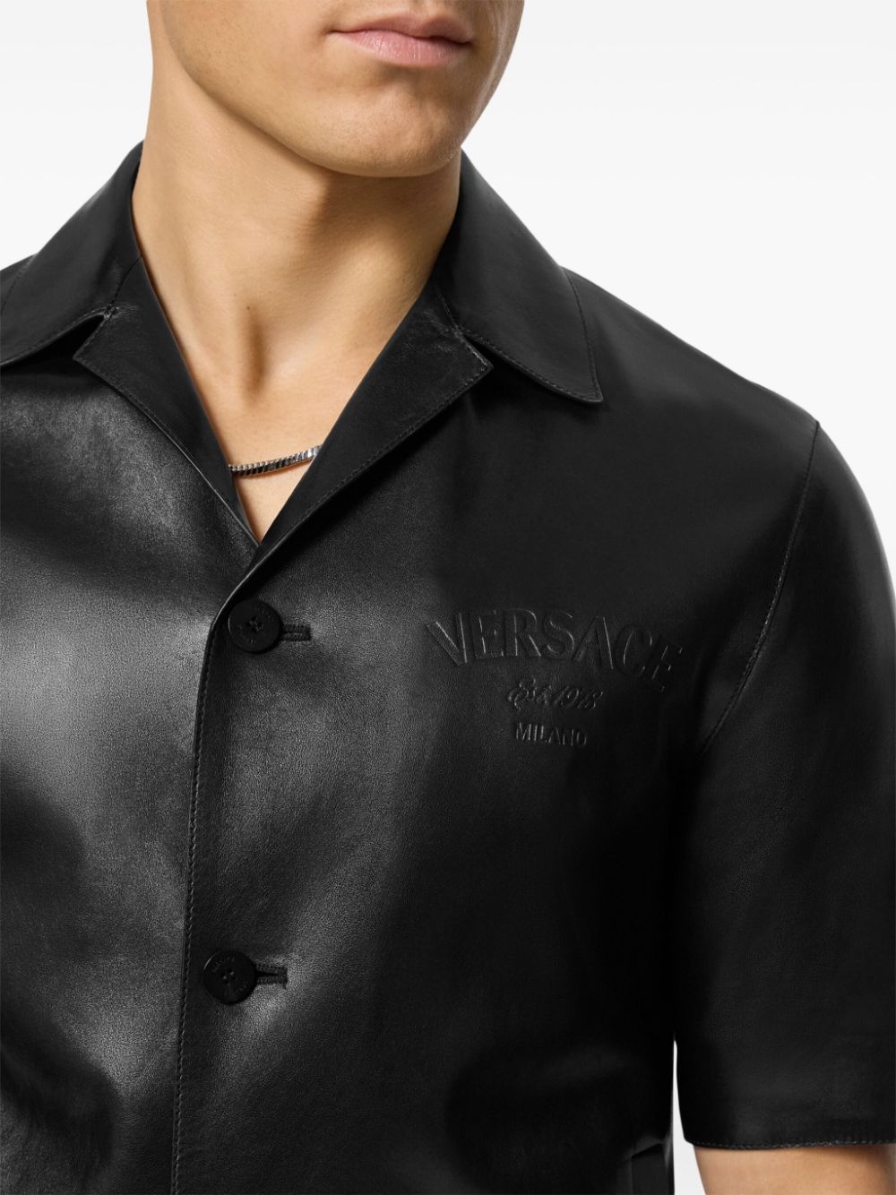 leather blouson overshirt - 4
