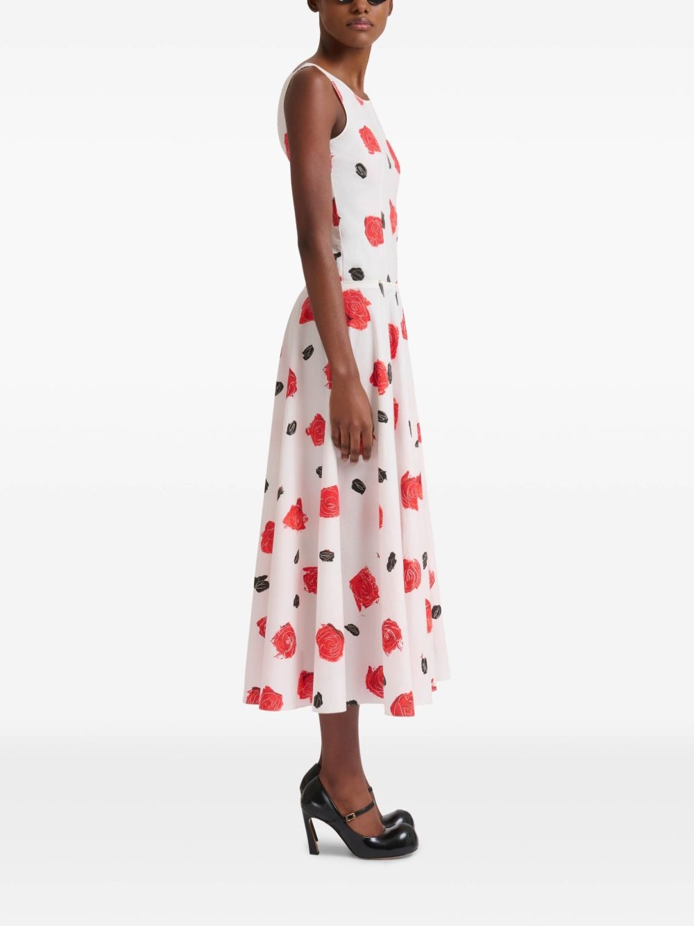 rose-print midi dress - 3