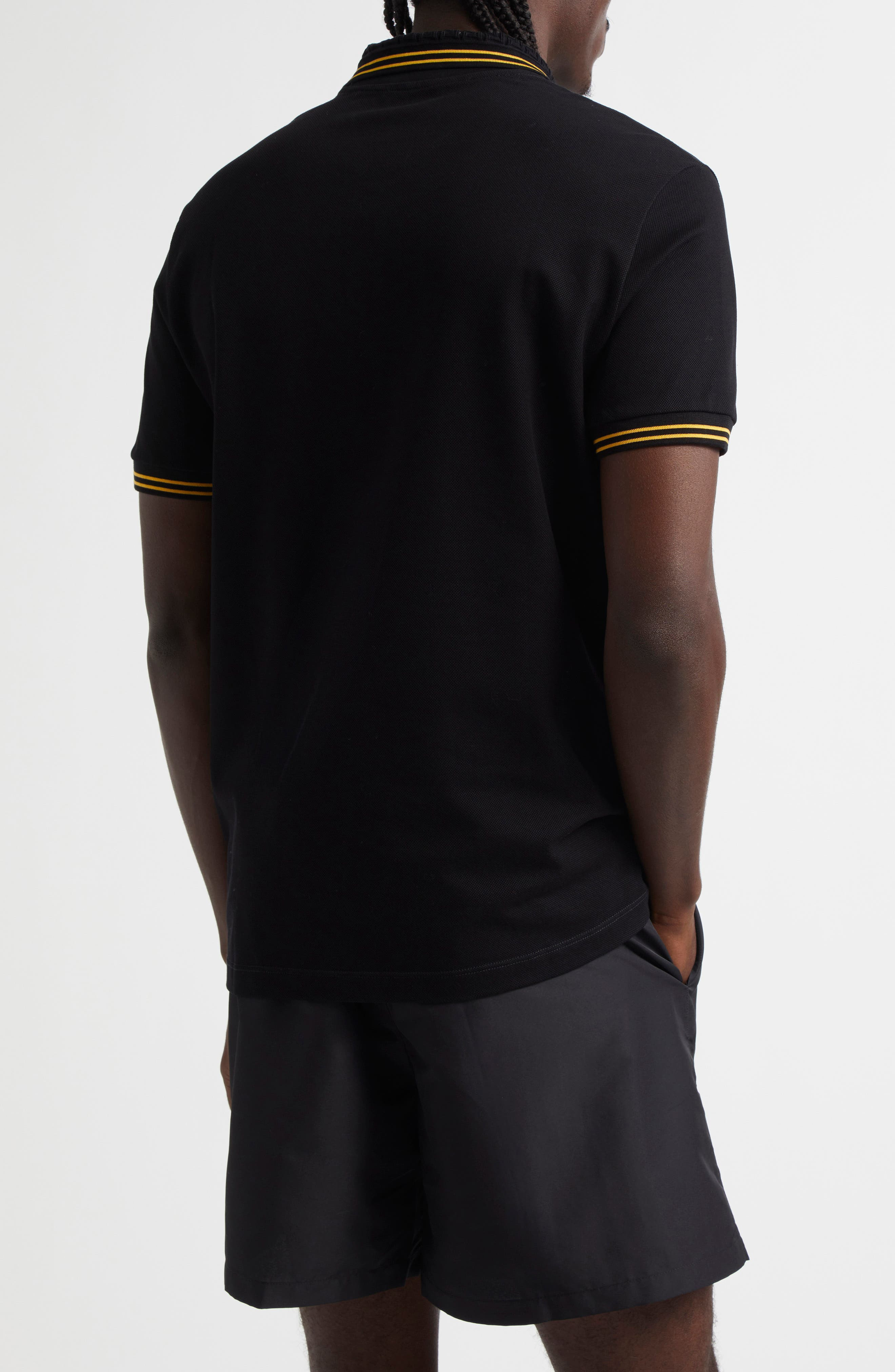 Versace Tipped Embroidered Medusa Cotton Piqué Polo in 1B000-Black at Nordstrom - 2